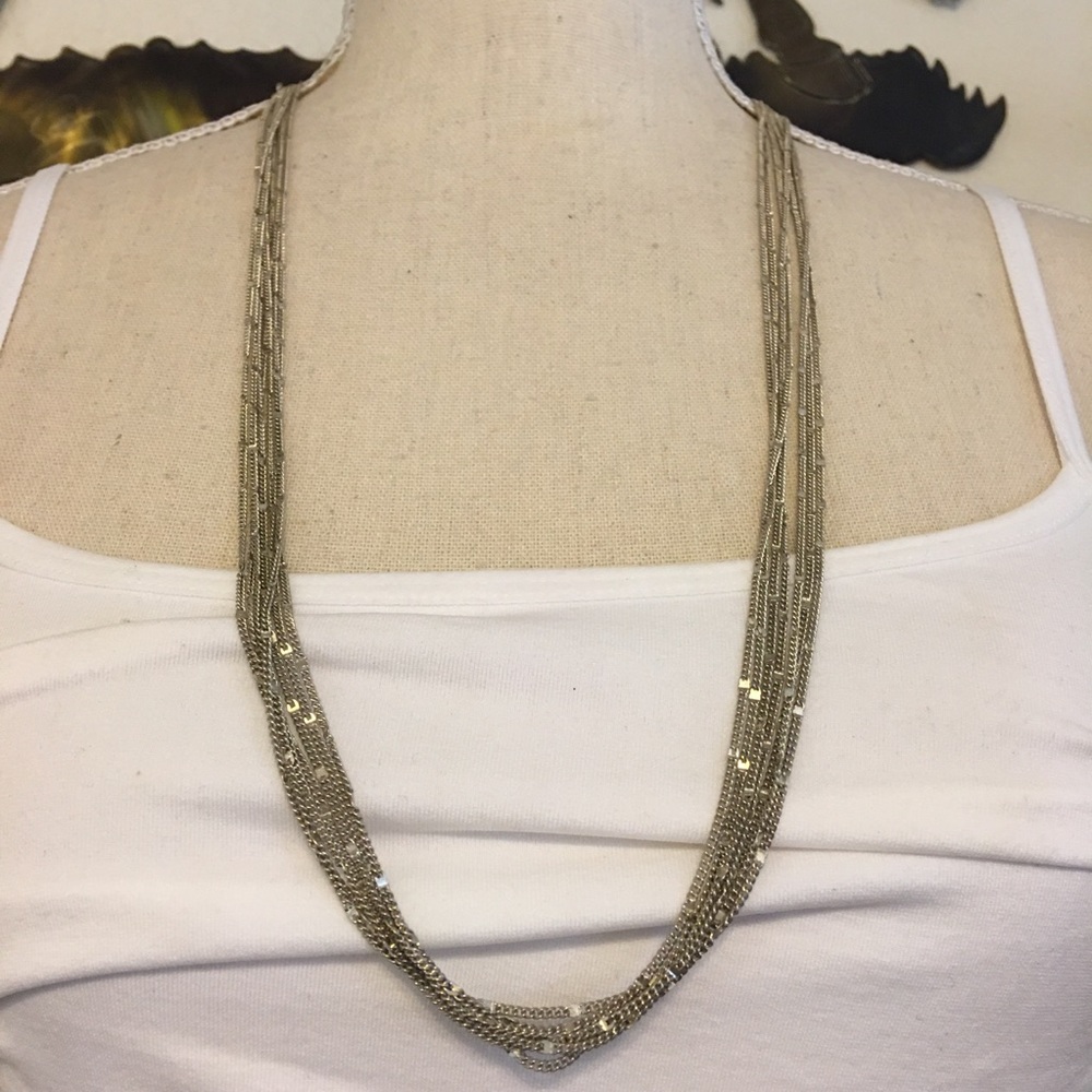 Multi strand silver sparkle chain necklace